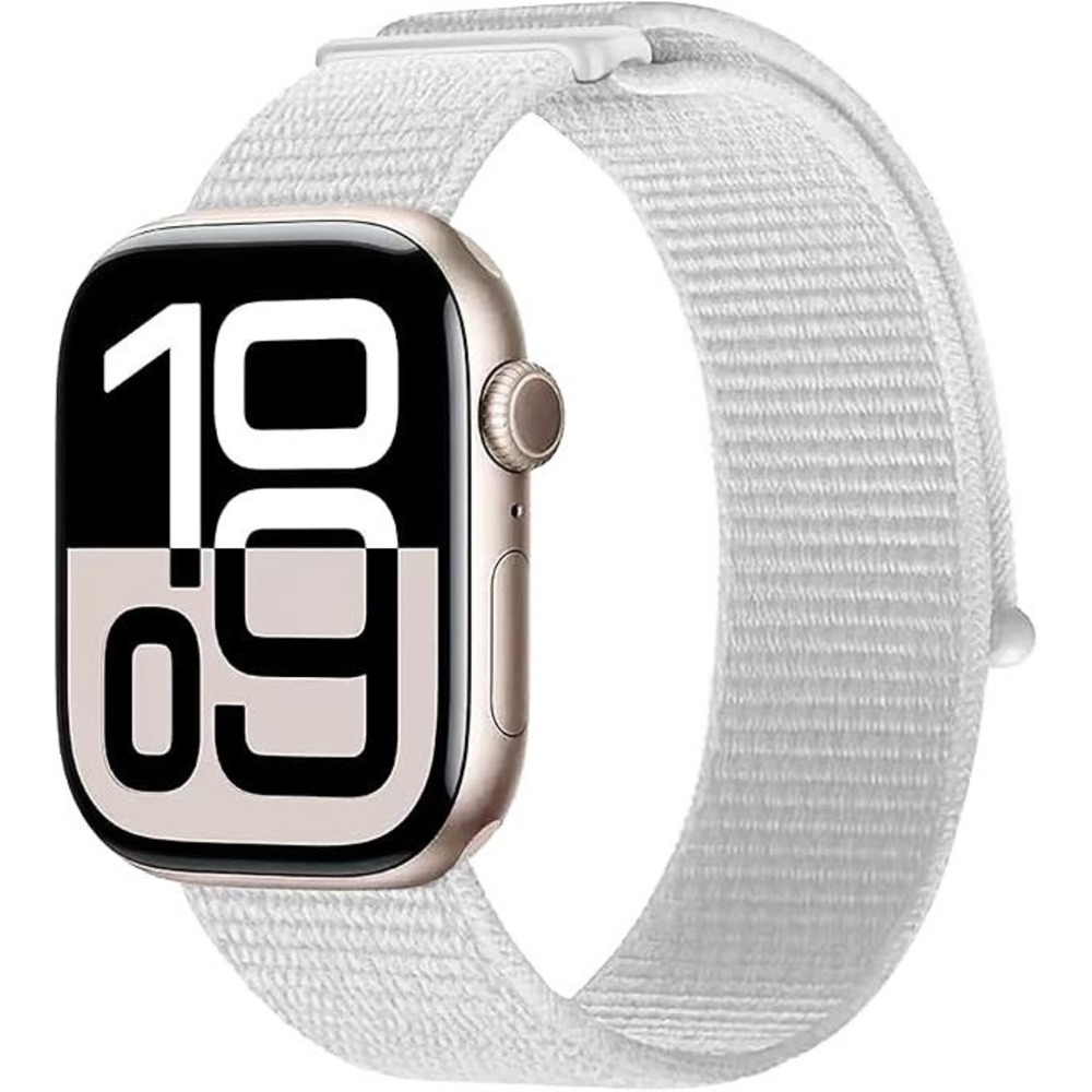 Apple Watch Compatible Nylon Sport Loop Band 38 40 41 42mm Cream